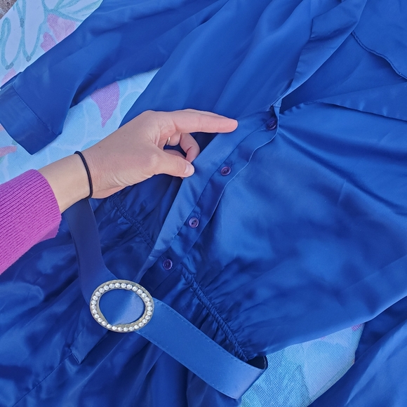 Vintage 80's Blue Business Jumpsuit One Piece (Petite Short Fit) - Picture 11 of 15